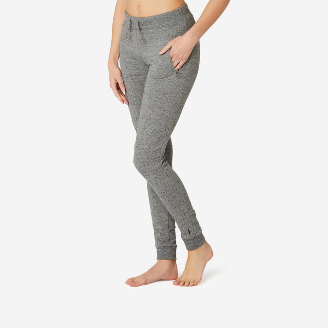 Pantalón jogger fitness ajustado de algodón con bolsillos Mujer Domyos 520, photo 6 of 5