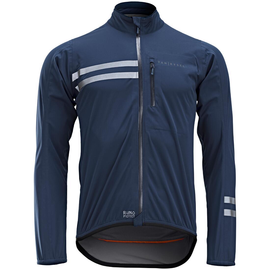Chamarra deportiva para ciclismo en carretera para hombre - Manga larga - Impermeable - RC500 - Azul marino